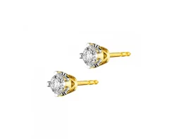 Kolczyki z żółtego złota z brylantami - 0,36 ct - próba 750