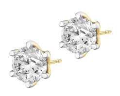 Kolczyki z żółtego złota z brylantami laboratoryjnymi - 1,50 ct - próba 750