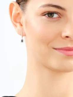 Kolczyki z żółtego złota z brylantami i szafirami - próba 585