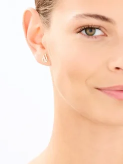 Kolczyki z żółtego złota z brylantami - 0,01 ct - próba 375