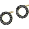 Kolczyki z żółtego złota z czarnymi diamentami - 0,12 ct - próba 375