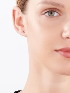 Kolczyki z żółtego złota z czarnymi brylantami - 0,16 ct - próba 375