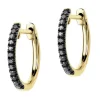Kolczyki z żółtego złota z czarnymi brylantami - koła - 0,10 ct - próba 375