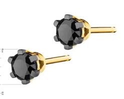 Kolczyki z żółtego złota z czarnymi brylantami - 0,49 ct - próba 585