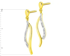 Kolczyki z żółtego złota z diamentami - 0,02 ct - próba 375