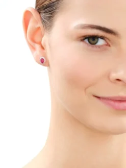 Kolczyki z żółtego złota z diamentami i rubinami - próba 585