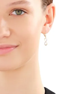 Kolczyki z żółtego złota z diamentami - nieskończoność - 0,03 ct - próba 375