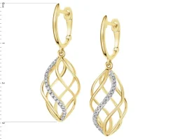 Kolczyki z żółtego złota z diamentami - 0,10 ct - próba 585