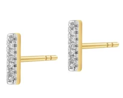 Kolczyki z żółtego złota z diamentami - 0,02 ct - próba 375
