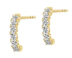 Kolczyki z żółtego złota z diamentami - 0,03 ct - próba 375