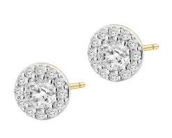 Kolczyki z żółtego złota z diamentami - 0,50 ct - próba 585