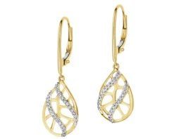 Kolczyki z żółtego złota z diamentami - 0,15 ct - próba 585