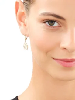 Kolczyki z żółtego złota z diamentami - 0,15 ct - próba 585