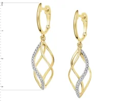 Kolczyki z żółtego złota z diamentami - 0,08 ct - próba 585