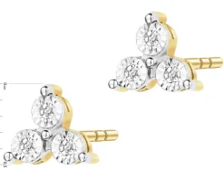 Kolczyki z żółtego złota z diamentami - 0,03 ct - próba 375