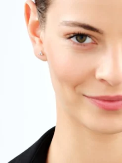 Kolczyki z żółtego złota z diamentami - 0,03 ct - próba 375