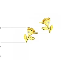 Kolczyki z żółtego złota z diamentami - róże - 0,006 ct - próba 585