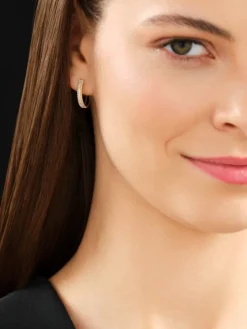 Kolczyki z żółtego złota z diamentami - koła - 0,10 ct - próba 375