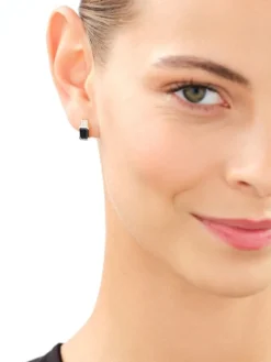 Kolczyki z żółtego złota z diamentami i szafirami - próba 585