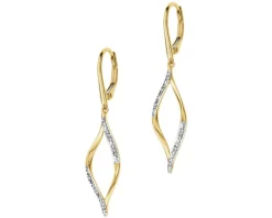 Kolczyki z żółtego złota z diamentami - 0,04 ct - próba 375