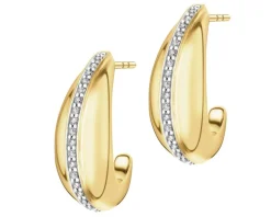 Kolczyki z żółtego złota z diamentami - 0,20 ct - próba 585