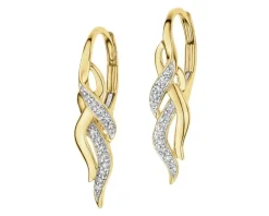 Kolczyki z żółtego złota z diamentami - 0,10 ct - próba 585