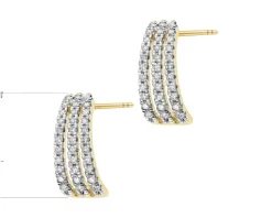 Kolczyki z żółtego złota z diamentami - 0,50 ct - próba 585