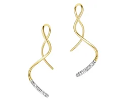 Kolczyki z żółtego złota z diamentami - 0,02 ct - próba 375