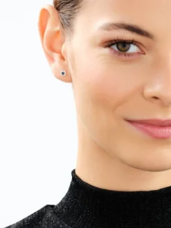 Kolczyki z żółtego złota z diamentami i szafirami - próba 585