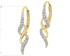 Kolczyki z żółtego złota z diamentami - 0,10 ct - próba 585