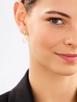 Kolczyki z żółtego złota z diamentami - 0,10 ct - próba 585