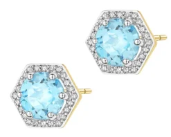 Kolczyki z żółtego złota z diamentami i topazami - próba 585