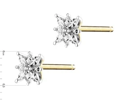 Kolczyki z żółtego złota z diamentami - gwiazdy - 0,006 ct - próba 375