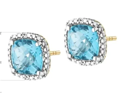 Kolczyki z żółtego złota z diamentami i topazami - próba 375