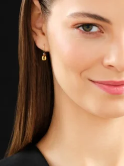 Kolczyki z żółtego złota z diamentami i cytrynami - próba 375