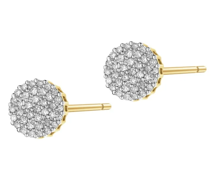 Kolczyki z żółtego złota z diamentami - 0,20 ct - próba 585