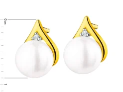 Kolczyki z żółtego złota z diamentami i szafirami - próba 585