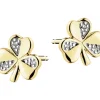 Kolczyki z żółtego złota z diamentami - 0,01 ct - próba 375