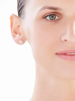 Kolczyki z żółtego złota z diamentami - 0,12 ct - próba 585