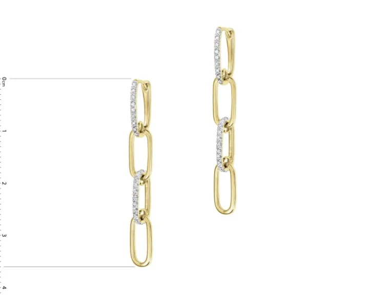 Kolczyki z żółtego złota z diamentami - 0,12 ct - próba 585