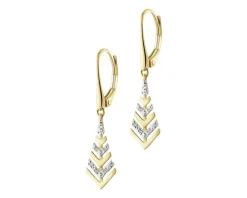 Kolczyki z żółtego złota z diamentami - 0,03 ct - próba 585