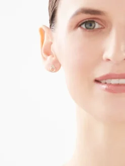 Kolczyki z żółtego złota z diamentami - kółka - 0,004 ct - próba 375