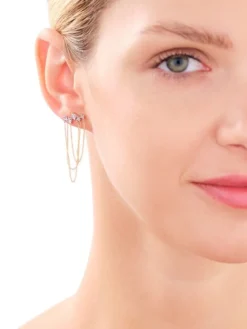 Kolczyki z żółtego złota z diamentami - 0,05 ct - próba 375