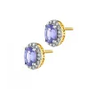 Kolczyki z żółtego złota z diamentami i tanzanitami - próba 585