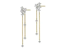 Kolczyki z żółtego złota z diamentami - 0,06 ct - próba 375