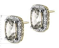 Kolczyki z żółtego złota z diamentami i topazami białymi - próba 585