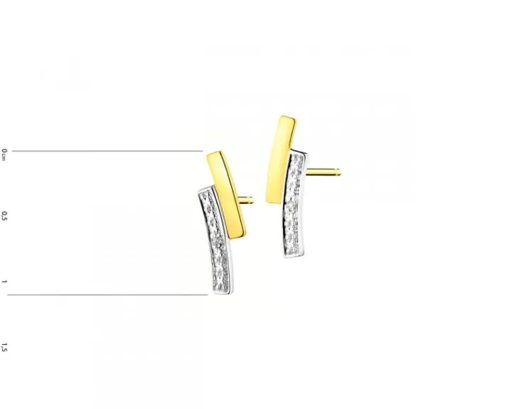 Kolczyki z żółtego złota z diamentami i szafirami - próba 585