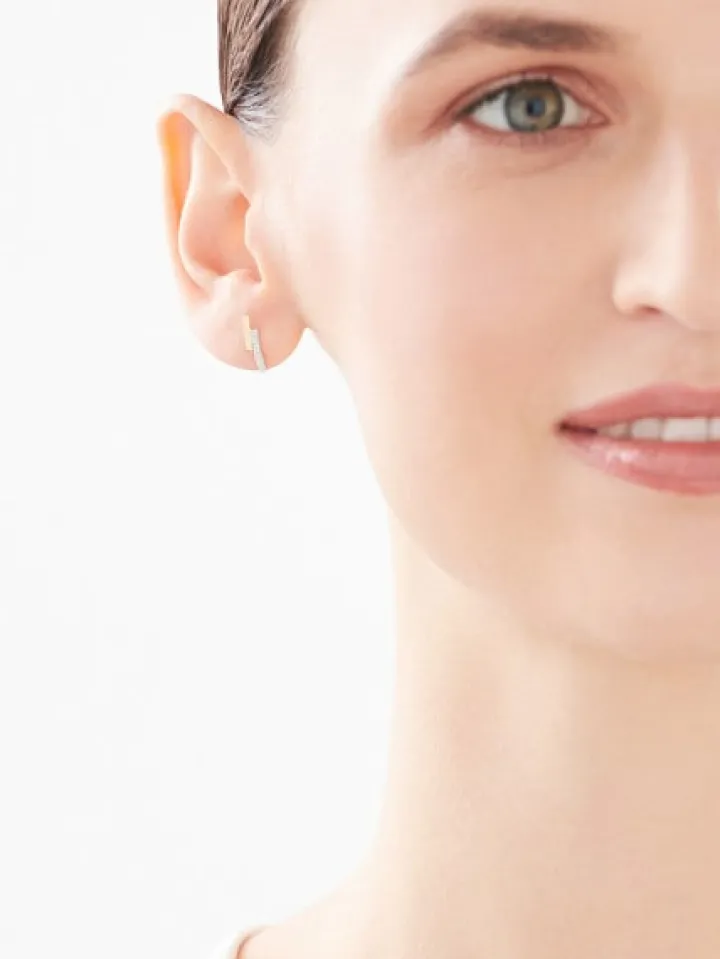 Kolczyki z żółtego złota z diamentami i szafirami - próba 585