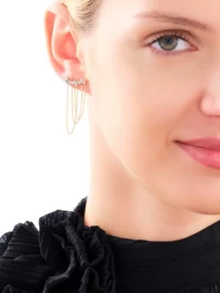 Kolczyki z żółtego złota z diamentami i topazami - próba 375