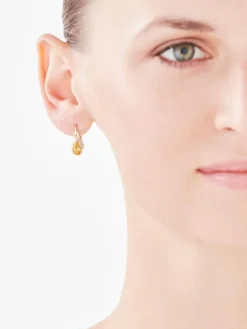 Kolczyki z żółtego złota z diamentami i cytrynami - próba 375